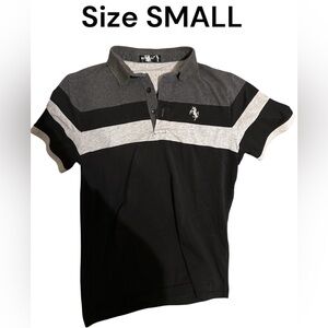 S Rivelli Striped Polo Shirt in Black, Gray & Heather